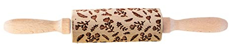 Rouleau à pâtisserie en bois massif gravé avec motif de printemps - Fleur et feuille - Rouleau à pâtisserie - Rouleau à pâtisserie - Rouleau à pâtisserie pour pâtisserie - Bâton gravé