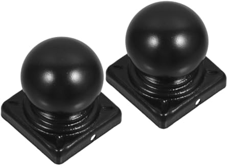 Homoyoyo 2pcs Black Iron Ball Metal Fence Post Finials for 60mm Square Railings Outdoor Deck Fence Post Caps for Garden Fencing