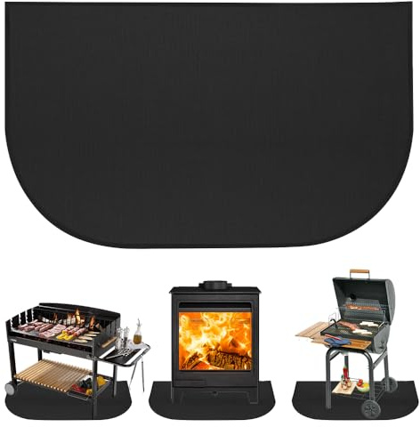 KBIBCK Tapis de foyer pour cheminée, 102 x 50 cm, ignifuge, en fibre de verre, tapis de protection pour cheminée, cuisinière, intérieur et extérieur