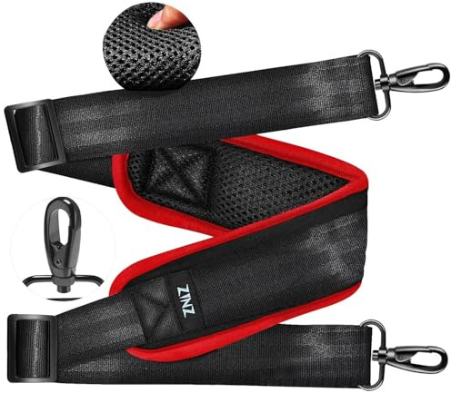 ZINZ Ultra Tjock axelrem,med fast pad 76 universal väskrem,med andningsbar kudde och dubbla balanserade justerbara spännen,för bärbar datorväska Messenger Bag Crossbody etc,Röd kant
