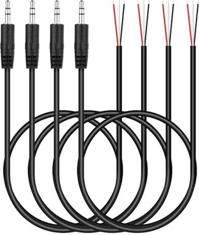 PATIKIL 3.3FT 3.5mm 1/7 Male Jack to Bare Wire Open End, 4PCS TRS 3 Pole Stereo Plug Audio Cable for Speaker Headphone Headset Earphone Electric Guitar Bass Keyboard Amplifier, 3 Colors