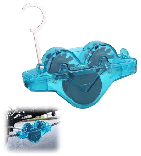 Bike Chain Cleaner with Rotating Brushes, Universal Chain Scrubber for Road, Mountain, MTB & E-Bike, Easy to Use Hand-Free Cleaning Tool Set for Bicycle Maintenance (1, blue)