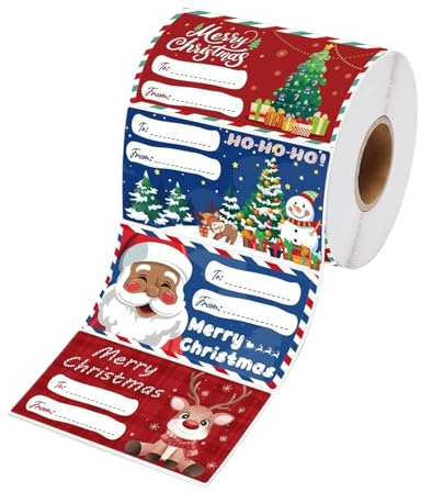Semester presentklistermärken – Juletiketter, självhäftande pappersrulle, dekorativa klistermärken set | Söta förpackningsetiketter paket för, a