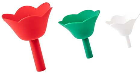 Lodoot Set di 3 imbuto in silicone per uso alimentare, a forma di fiore, design a perdite, per trasferimento di liquidi da cucina, facile da