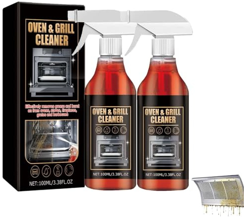 Backofen&Grillreiniger,Backofenreiniger,Ofenreiniger,Grillreiniger,Selbstarbeitender Reiniger und Fettlöser für Backofen,Herdplatte & Grill,Oven & Grill Cleaner,Löst hartnäckige Verkrustungen (2pc)