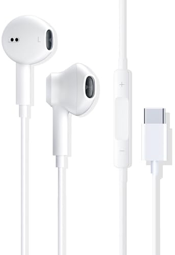 Ecouteurs Filaires USB Type C,Intra Auriculaires avec Micro et contrôle du Volume Compatible avec iPhone 15/16/17/Samsung S20/iPad Pro 2018/Google Pixel et Autres périphériques d'interface de Type C