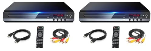 Vjsujehgy 2X Lettore Dvd 1080P HD Home Lettore Dvd per TV Lettore CD-Disk Dvd Gratuito per Tutte Le Regioni Lettore EVD con Uscita AV - Spina UE