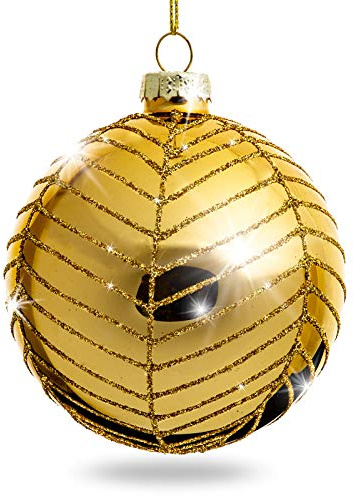 SIKORA Highlights 4er Set ausgefallene Christbaumkugeln aus Glas Gold Weihnachtskugel Christbaumschmuck, Farbe | Modell:Modell New York Gold, Höhe in cm:8 cm