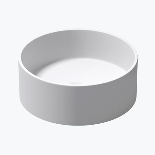 Mai & Mai Vasque à Poser Ronde Blanc Mat Lavabo Salle de Bain Évier Lave Mains sans trop-Plein Col804