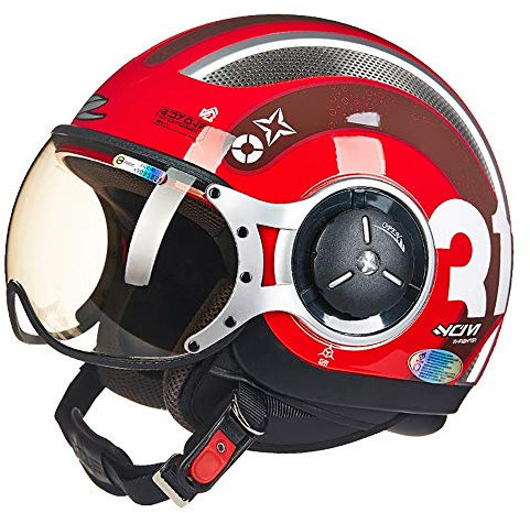 MTTKTTBD Retro Harley Motorradhelm Jethelm,ECE Zertifiziert,3/4 Motocrosshelme mit Doppelvisier für Damen Herren,Professionel Motorradhelm für Street Bike Cruiser Chopper Moped Scooter