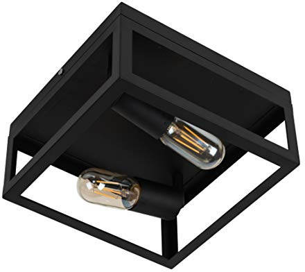 MiniSun | Industrial Steampunk Style Black 2 Way Caged Ceiling Light | Pendant Lights, Home Décor & Improvement Essential | Includes 4W LED Bulbs [2700K Warm White] | Mains Wired