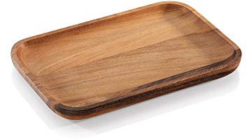 Zassenhaus Snackplatte 26x17 cm, Akazienholz aus nachhaltigem Anbau | Servierbrett aus nachhaltigem, dunklem Akazien-Hartholz, für Käse, Antipasti und Snacks, pflegeleicht, 26x17x2 cm