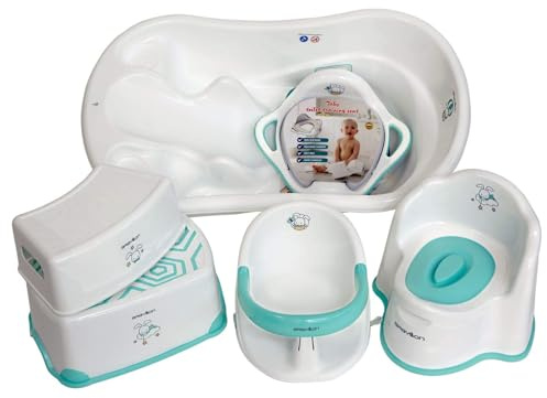 BABYLON Set Babywanne+Badewannensitz+Töpfchen Neugeboren, Weiß