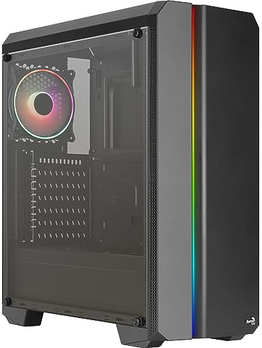 Aerocool GENESISV2BK, PC ATX Gehäuse, Front LED ARGB, ARGB 12cm Lüfter, Schwarz