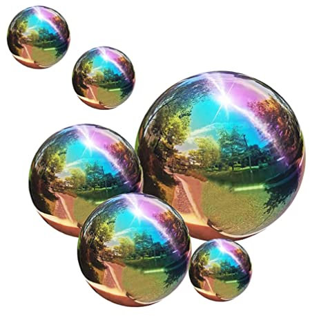 BESTonZON Edelstahl Gartenkugel Spiegelkugel Dekokugel 6 St¨¹cke Spiegelpoliert Hohlkugel Metallkugeln Teichkugeln Reflektierende Edelstahlkugeln Schwimmkugeln f¨¹r Au?en Garten Teich Pool Dekoration