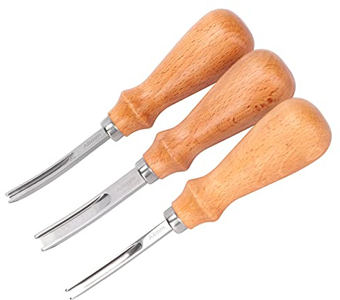 Hapivida 3 Stück Leder Rand Beveler 4 mm 6 mm 8 mm Leder Kantenschneider Set Professionelles Holzgriff Lederkanten Beveler Werkzeug Leathercraft Edge Beveler für DIY Craft Leather Cutting