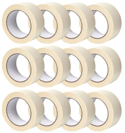 GOCABLETIES Malerkrepp 50 mm x 50 m 12 Rollen | Zum Oberflächenschutz beim Streichen, lösemittelfreier Kleber