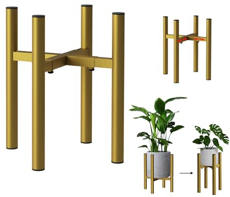 DanDiBo Verstellbarer Pflanzenständer Gold Metall 30 cm Blumenständer 96474 Blumenhocker Verstellbar Modern Pflanzenhocker Blumensäule