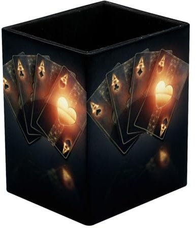 VAPOKF Stiftehalter für Schreibtisch, Schwarz Gold Ace Spielkarten Drucke Stifthalter Stifteköcher Make-up Pinsel Aufbewahrung Desktop Schreibwaren Supplies Organizer für Home Office