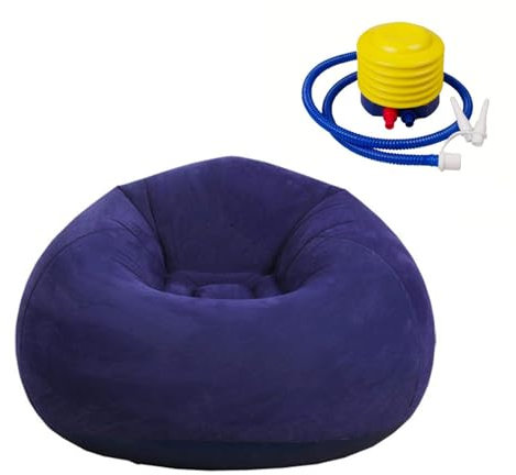 ZMIN Sitzsack-Stuhl, Wohnzimmer, aufblasbarer Sofa-Stuhl, Outdoor, faltbar, beflockter Sitzsack-Stuhl, Liege für Kinder und Erwachsene, ultraweiches, faules Sofa, Couch,B+Foot Pump,110 * 110 * 85CM