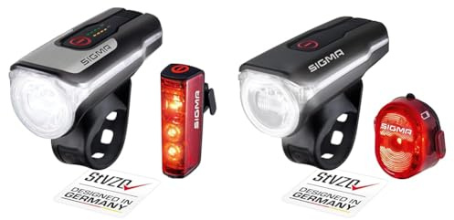 SIGMA LED Fahrradlicht Set Aura 80 und BLAZE | StVZO zugelassenes, akkubetriebenes Vorderlicht und Rücklicht mit Bremsfunktion | wetterfestes, wiederaufladbares Beleuchtungsset