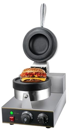 Electric Burger Waffle Maker with Time & Temperature Control - Sandwich Maker Ice Cream Brioche Hamburger Panini Press Machine for Bakeries & Restaurants
