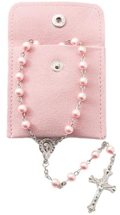 Calkkrer Katholischer Rosenkranz zur Kommunion Mit Retro-Kreuz, Samt Geschenkbeutel, Elegante Kreuz für Taufe, Hochzeit und Party