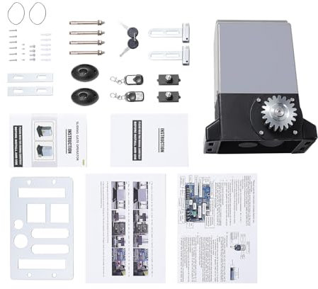 Azionamento elettrico scorrevole per cancelli scorrevoli, 1600 kg, azionamento per cancelli scorrevoli, 750 W, azionamento per porta del garage, azionamento del cortile con 2 telecomandi, ideale per