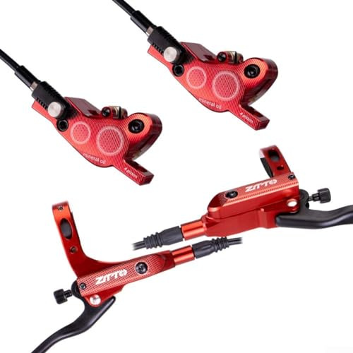 EXTRWORY Hydraulic Brake Kit for Disc Brakes, 4 Piston Mountain Bike (Red)