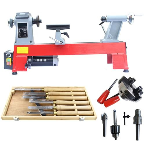 Mini Tour À Bois Multifonction 750 W 17,7 X 12 Pouces, Vitesse Continue À 3 Vitesses 650-1450/1600-3800/1250-2800 Tr/min, Avec 6 Outils De Tournage En Acier Au Manganèse
