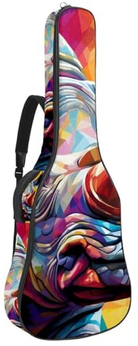 Tasche für Bassgitarren mit buntem Rhino 46, Akustikgitarrentasche, 101,6 cm (40 Zoll) E-Gitarrenkoffer, wasserdicht, Oxford-Gitarren-Gigbag für akustische Konzertgitarre, Ukulele, Buntes Nashorn,