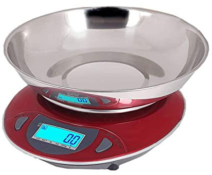Balance de Cuisine - Balance électronique en Acier Inoxydable, Balance de Cuisson Alimentaire avec écran HD, Conception multifonctionnelle, Rouge - 6 kg/1 g,Red-6kg/1g