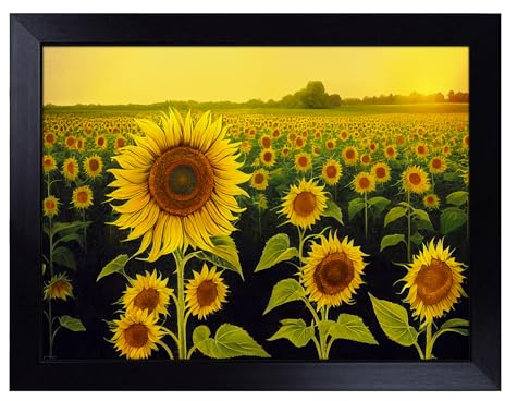 Enviable Sunflower Field | Lap Tray with Bean Bag Cushions | Padded Cushion Base | Portable TV Tray Table for Eating, Working, Crafting, or Laptop Use