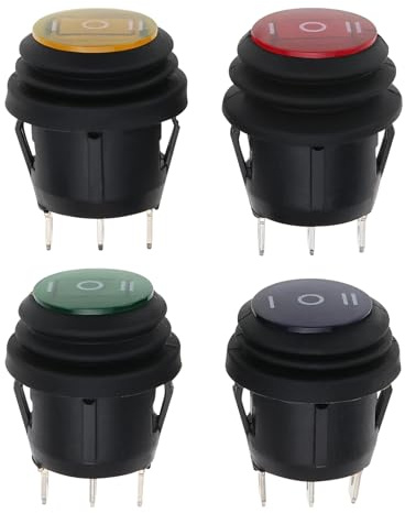 4 Piezas Interruptor Basculante 3 Posiciones On/Off Negro a Presión 3 Pines 12V-250V 10A para Coche y Barco Diámetro 20mm