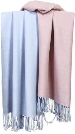 Anevous Damen Kaschmir Schal, Wärmender Halstuch, Modeschal Wendbares Modell, Winterschal mit Fransen, Weicher Warmer Herbstschal für Frauen Herbst Winterschal, 200x 70cm,Hellblau