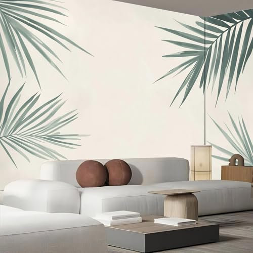 ANALTIRCE Papier Peint 3D Panoramique Feuilles Palmier 150×105 cm,3D Feuilles Tropicales Papier Peint Tissu de soie pour Chambre Salon Personnalisé Décoration Murale