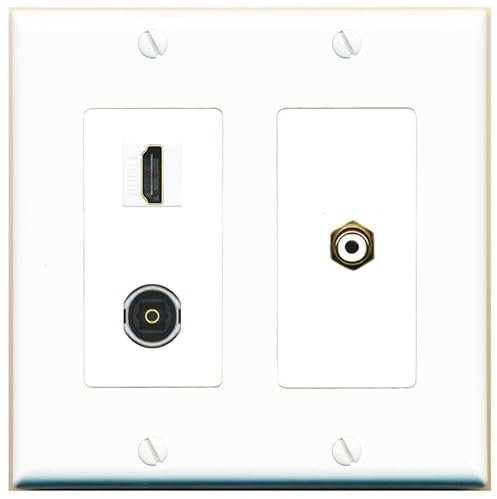RiteAV Placa de pared hembra hembra y hembra de 2 puertos HDMI RCA-blanco TOSLINK [blanco]