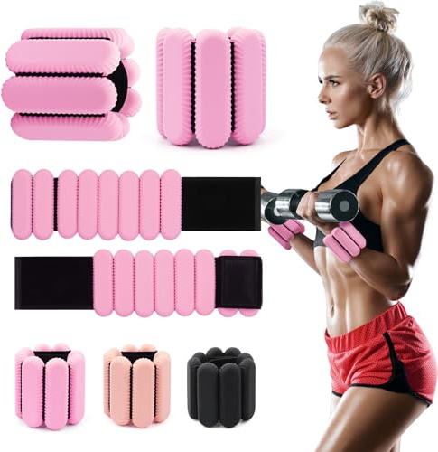 Wrist & Ankle Weights for Women, Wearable Strong Arm & Leg Weights Set of 2(1Lbs Each), Adjustable Ankle Weights for Walking, Yoga, Dance, Barre,Gym,Exercise,Pilates,Walking Running (pink)