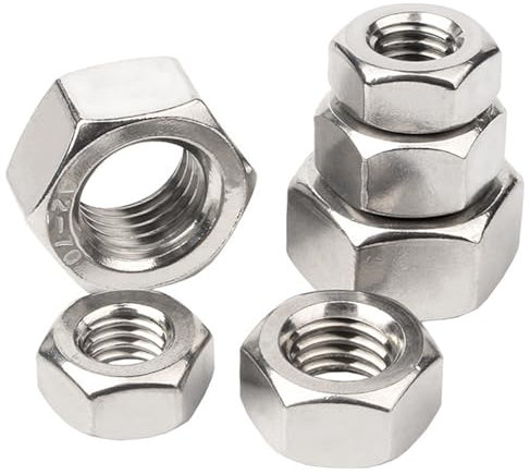 SHELIZI 316-Stahl Sechskantmutter DIN934 – Metrische Grobverzahnung, Sicherungsmutter für 4.8-Klasse-Bolzen, Hardware Silver 6pcs M22