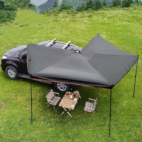 Auto Seitenzelt, 270 Grad Lüfterförmiger Sonnenschutz und Markise, Outdoor Camping Baldachin für SUV, Platz für 6-8 Personen