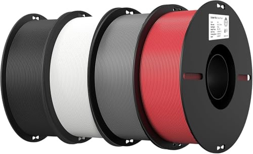 Creality Ender PLA Filamento 1,75 mm per Stampante 3D, Bobina 4 kg (8,8 libbre), Dimensionale +/- 0,02 mm, Adatta alla Maggior Parte delle Stampanti 3D (Nero+Bianco+Grigio+Rosso)