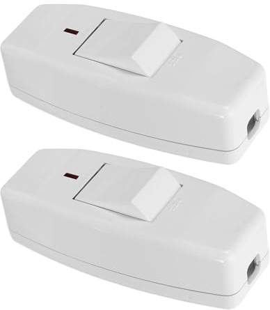 Homoyoyo Interruptor de Línea con Luz Indicadora LED 2 Piezas Plástico Resistente para Lámparas de Mesa y Pequeños Electrodomésticos Fácil Manual Repuesto para Cable de Lámpara