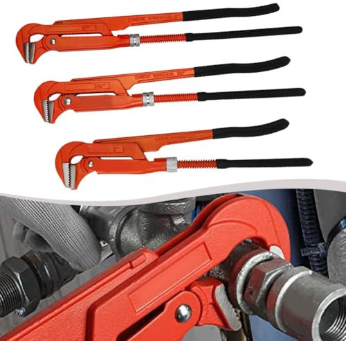 VRTYVEYBB Giratubi regolabile a 90° in acciaio forgiato con ganasce di serraggio temprate a dente di sega, per lavori idraulici, 320 mm (1 pollice)