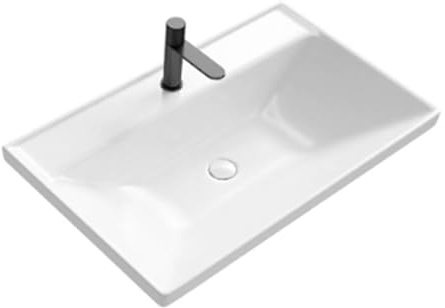 Lavandino da Bagno in Ceramica, con Ampio Piano D'appoggio, Finitura Opaca Moderna, Lavandini da Bagno Facili da Pulire, per Casa e Hotel(100cm/39.3in)