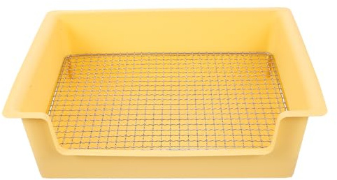 FRCOLOR Rechteckige Kaninchen Trainings Toilette aus Bruchfestem Kunststoff Mittelgroß mit Herausnehmbarem Gitter Anti Fall Haustierstreu Kasten für Kaninchen Meerschweinchen Hamster