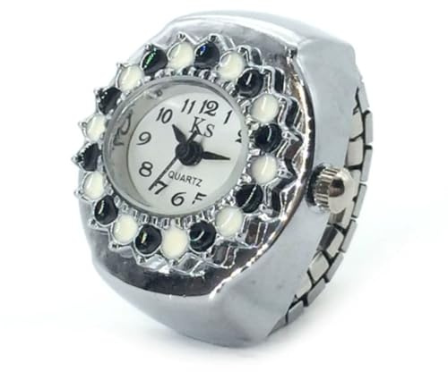 Zxarunas Uhren, Ringuhr, präzise Ringuhren, Schmuck, Kristall-Uhr für Geburtstag, Weihnachten, Valentinstag, Geschenk, Armbanduhren, schwarz, One Size