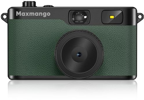 Maxmango D53 Screen-free Digital Camera, 12MP Point and Shoot Camera - Rechargeable, Reusable, 8GB SD Card, Compact Durable for Travel Camping Teens Adults Beginners (Green)