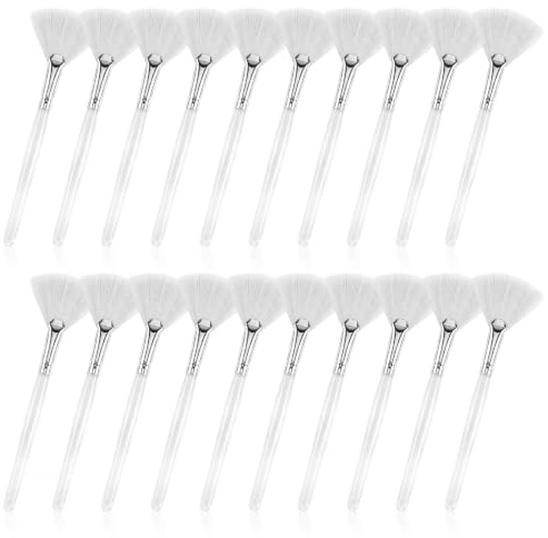 Elegaperma Lot de 20 pinceaux de masque en silicone avec manche de 15 cm de long, pinceaux doux pour masques, femmes, filles et esthéticiennes, blanc