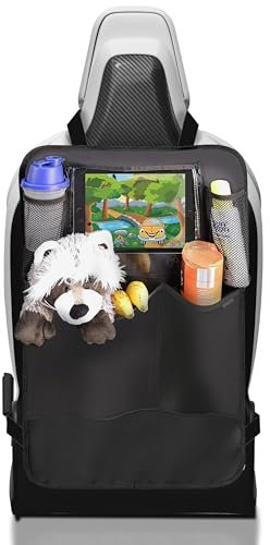 MyHappyRide Rückenlehnenschutz (1 Stück), Große Taschen und iPad-/Tablet-Fach, Auto Rücksitz-Organizer für Kinder, Autositz-Schoner wasserdicht, Kick-Matten-Schutz in universeller Passform