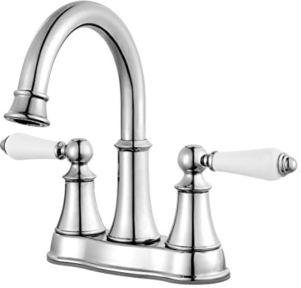 Pfister Courant Bathroom Sink Faucet, 4-Inch Centerset, 2-Handle, 3-Hole, Polished Chrome Finish, LF048COPC